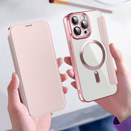 2025 New leather textured flip mobile phone case for iPhone