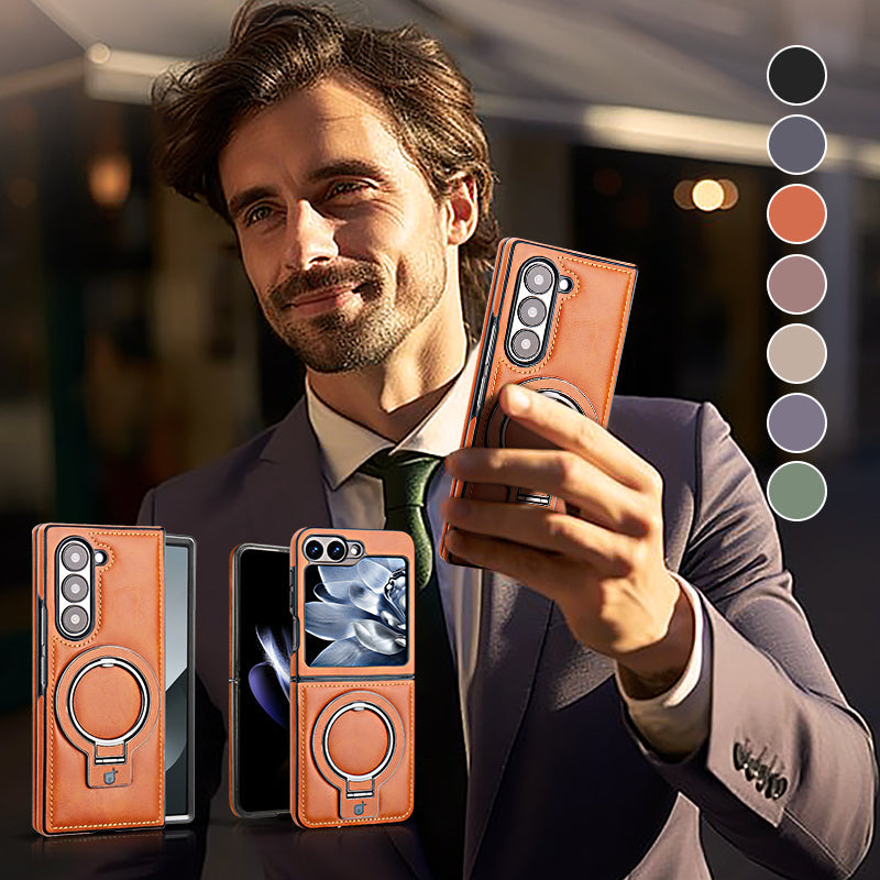 Luxuriöse magnetische Schutzhülle aus PU-Leder mit Ständer für Samsung Z Fold & Z Flip