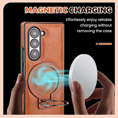 Luxuriöse magnetische Schutzhülle aus PU-Leder mit Ständer für Samsung Z Fold & Z Flip