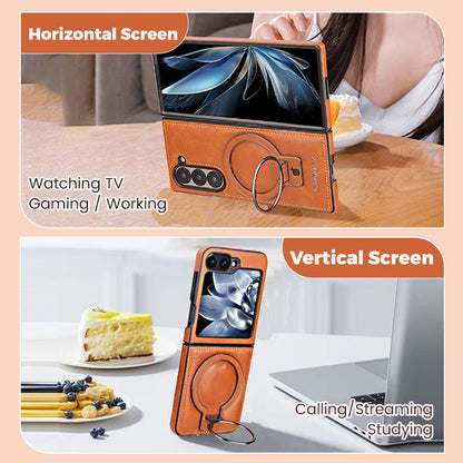 Luxuriöse magnetische Schutzhülle aus PU-Leder mit Ständer für Samsung Z Fold & Z Flip