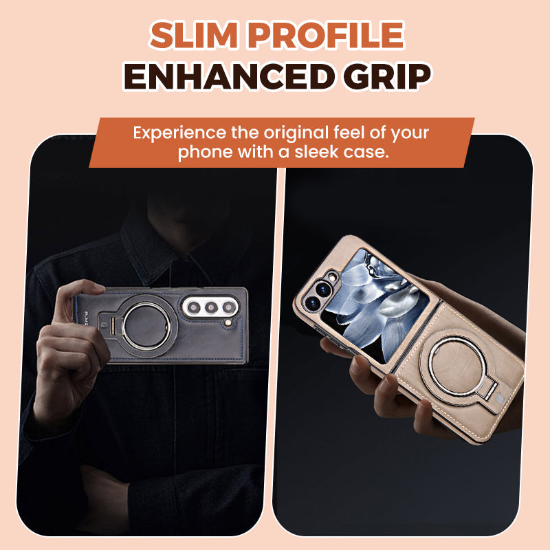 Luxuriöse magnetische Schutzhülle aus PU-Leder mit Ständer für Samsung Z Fold & Z Flip