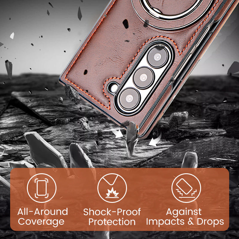 Luxuriöse magnetische Schutzhülle aus PU-Leder mit Ständer für Samsung Z Fold & Z Flip