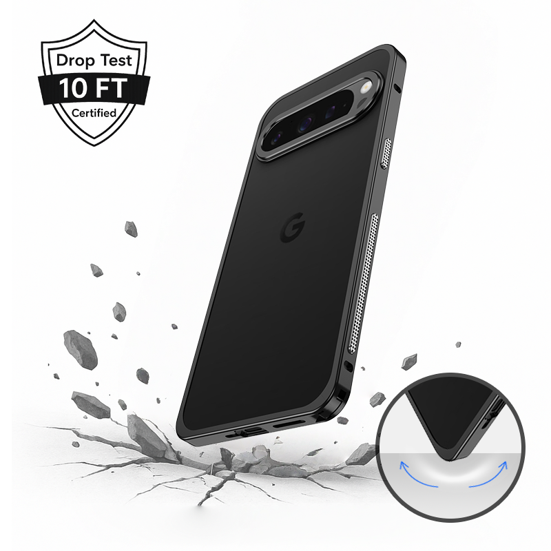 AIRKAS Premium ruostumaton teräskehys Google Pixel 9 Pro -kotelo – ohut, kestävä suoja