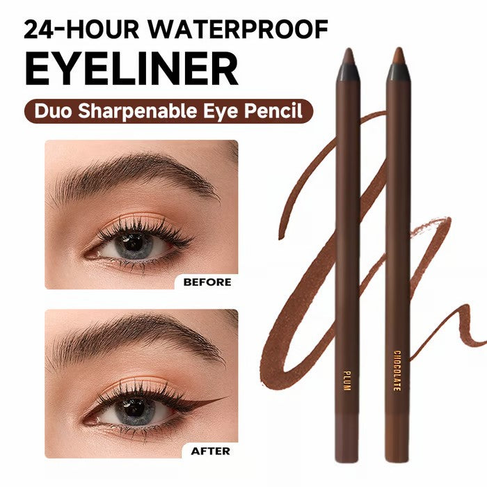 🎁Letzter Tag: 1 kaufen, 1 gratis dazu🔥-🌟24 Stunden wasserfester Eyeliner Duo, anspitzbarer Augenstift💦