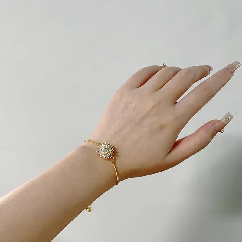 Bracciale con girasole rotante con confezione regalo - Un accessorio calmante e rilassante come regalo per la festa della mamma, regali per San Valentino, regali per la festa della Galentina, gioielli per regali di compleanno