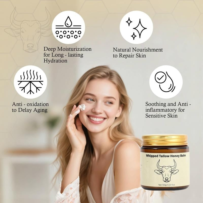 Lopeie Honigbalsam aus grasgefüttertem Rindertalg – 4 Unzen, Feuchtigkeitscreme für weiche, glatte Haut – handgemachte, völlig natürliche Feuchtigkeitscreme – Lavendel