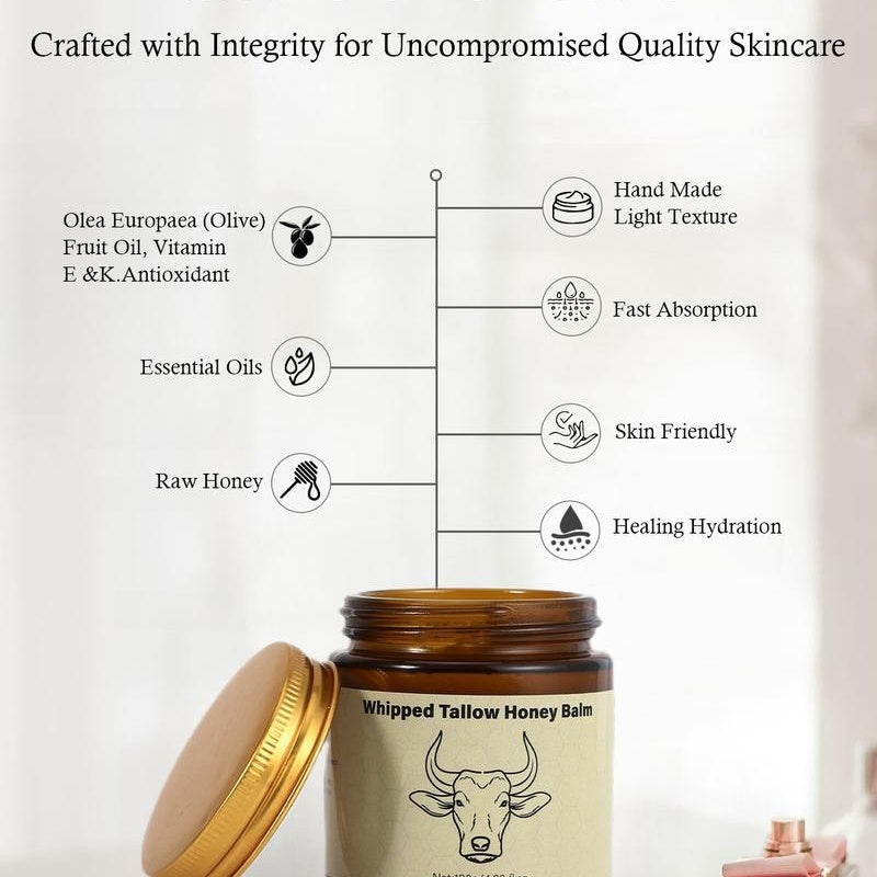 Lopeie Honigbalsam aus grasgefüttertem Rindertalg – 4 Unzen, Feuchtigkeitscreme für weiche, glatte Haut – handgemachte, völlig natürliche Feuchtigkeitscreme – Lavendel